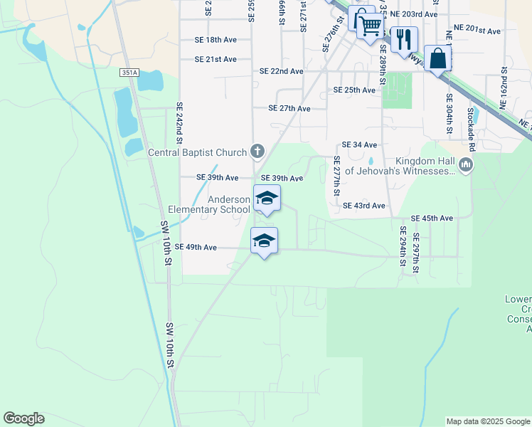 map of restaurants, bars, coffee shops, grocery stores, and more near 815 County Road 351 in Cross City