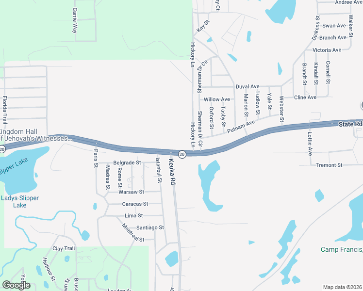 map of restaurants, bars, coffee shops, grocery stores, and more near 101 Hickory Lane in Interlachen
