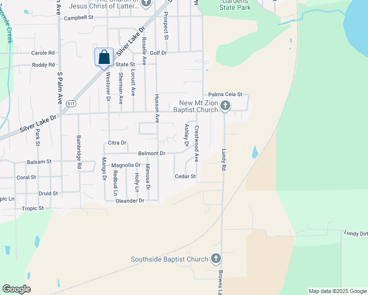 map of restaurants, bars, coffee shops, grocery stores, and more near 122 Ashley Drive in Palatka