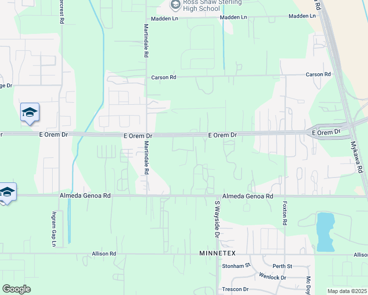 map of restaurants, bars, coffee shops, grocery stores, and more near in Houston