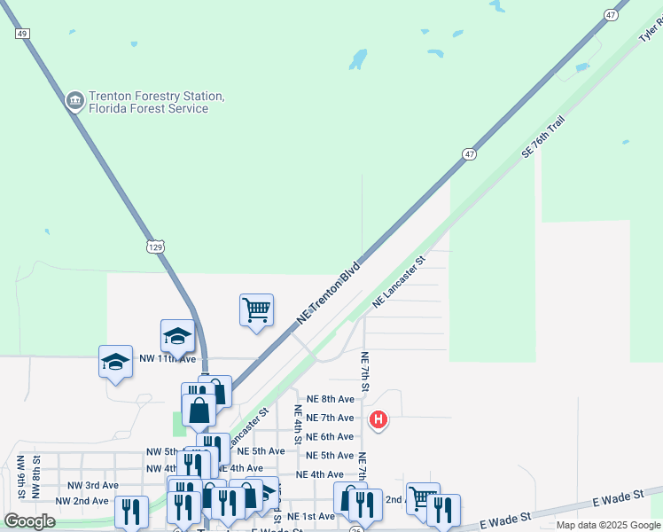 map of restaurants, bars, coffee shops, grocery stores, and more near 6989 Northeast Trenton Boulevard in Trenton