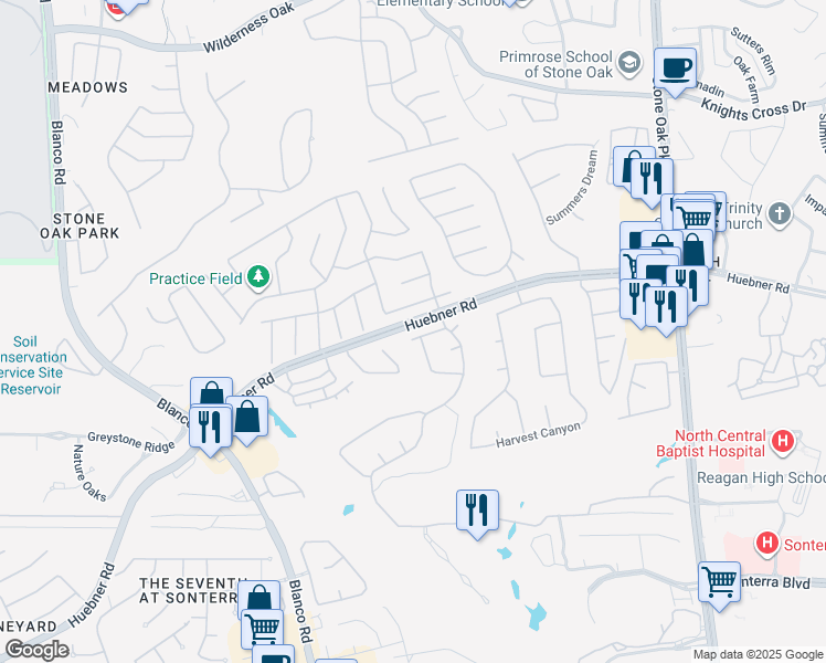 map of restaurants, bars, coffee shops, grocery stores, and more near 1219 Summerfield in San Antonio