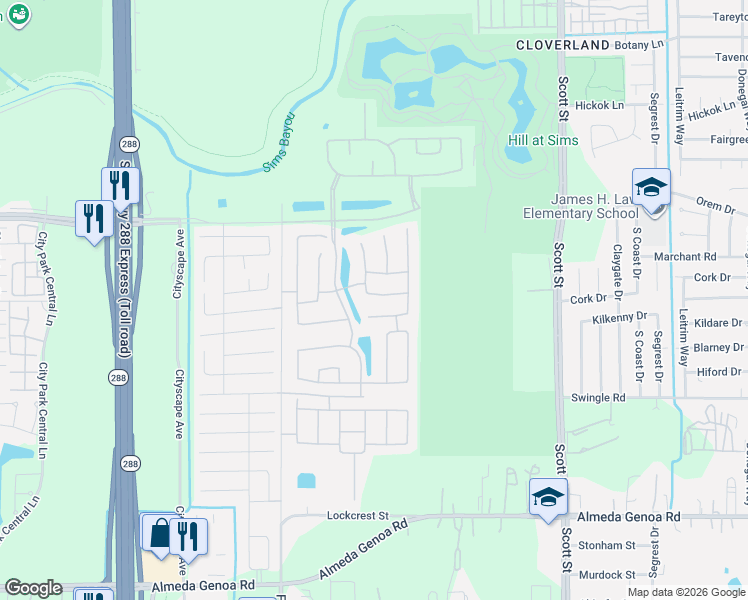 map of restaurants, bars, coffee shops, grocery stores, and more near 12632-12840 Furman Road in Houston