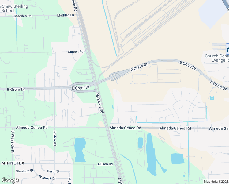 map of restaurants, bars, coffee shops, grocery stores, and more near 10559-10667 Mykawa Road in Houston