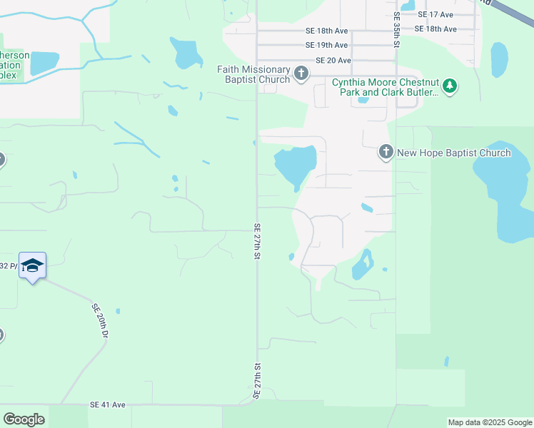 map of restaurants, bars, coffee shops, grocery stores, and more near 2900 Southeast 29th Boulevard in Gainesville
