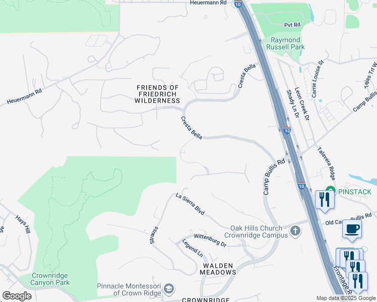 map of restaurants, bars, coffee shops, grocery stores, and more near 19702 Bella Loma in San Antonio