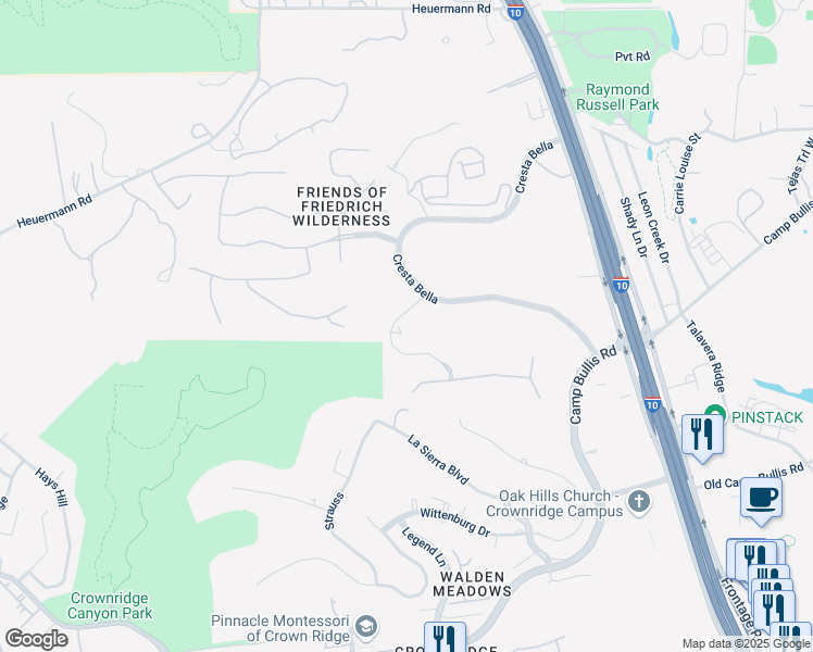 map of restaurants, bars, coffee shops, grocery stores, and more near 19702 Bella Loma in San Antonio