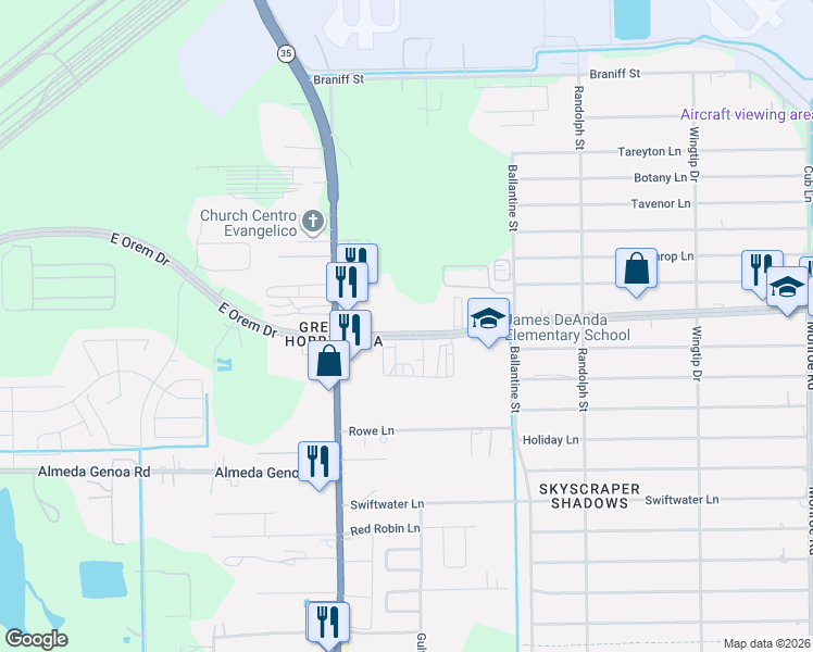 map of restaurants, bars, coffee shops, grocery stores, and more near 7813 Almeda-Genoa Road in Houston