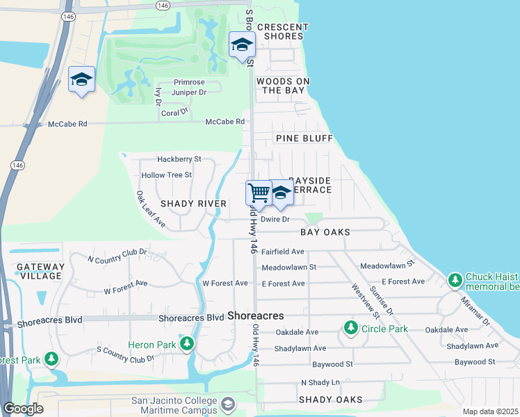 map of restaurants, bars, coffee shops, grocery stores, and more near 327 Falk Avenue in La Porte