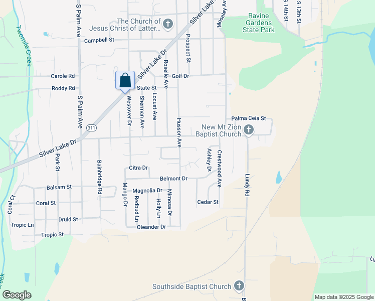 map of restaurants, bars, coffee shops, grocery stores, and more near 2315 Edgemoor Street in Palatka