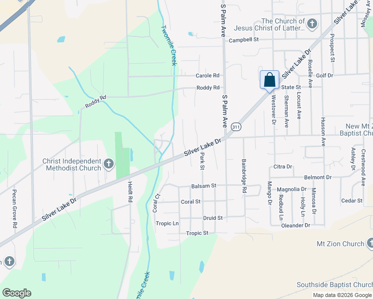 map of restaurants, bars, coffee shops, grocery stores, and more near 103 Park Circle in Palatka