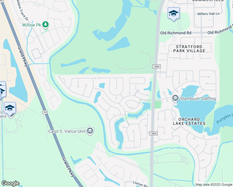 map of restaurants, bars, coffee shops, grocery stores, and more near 13127 Old Windmill Drive in Richmond