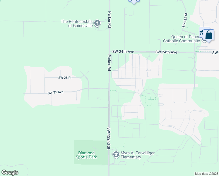 map of restaurants, bars, coffee shops, grocery stores, and more near 3997 Southwest 122nd Street in Archer