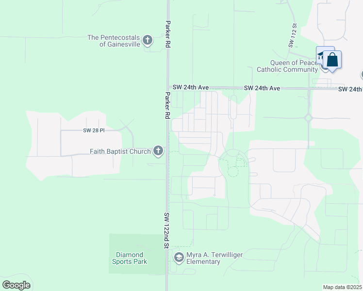 map of restaurants, bars, coffee shops, grocery stores, and more near 12101 SW 29th Place in Gainesville
