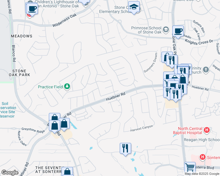 map of restaurants, bars, coffee shops, grocery stores, and more near 706 Pepper Oak in San Antonio