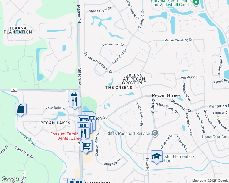 map of restaurants, bars, coffee shops, grocery stores, and more near 2203 Greens Court in Richmond