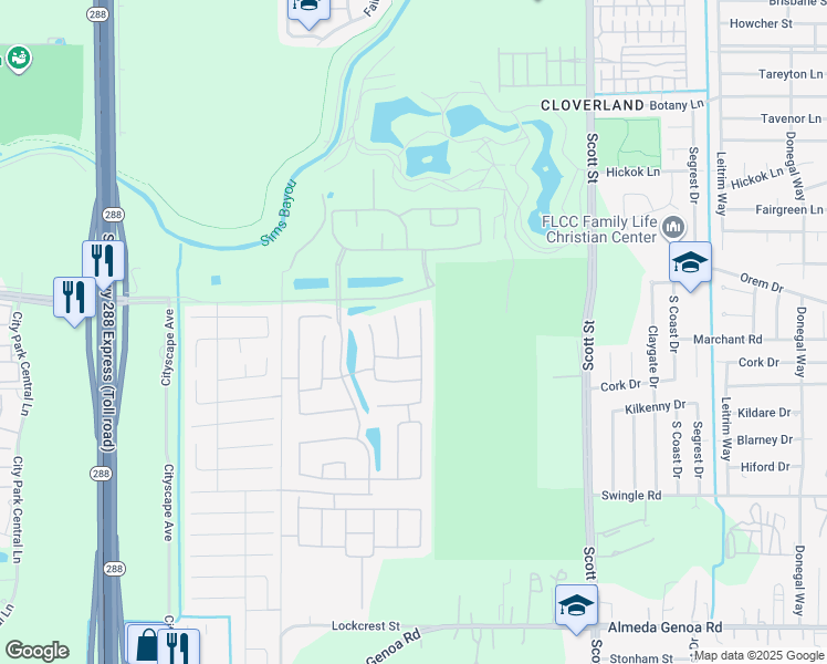 map of restaurants, bars, coffee shops, grocery stores, and more near 12506 Walmgate Court in Houston
