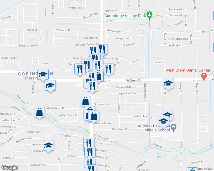 map of restaurants, bars, coffee shops, grocery stores, and more near 5330 Brookmeade Drive in Houston