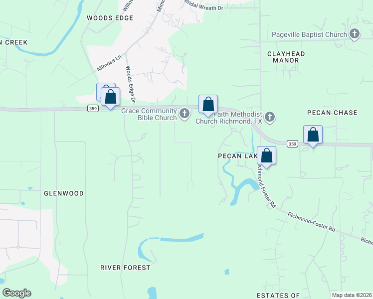 map of restaurants, bars, coffee shops, grocery stores, and more near 5035 Fm 359 Road in Richmond