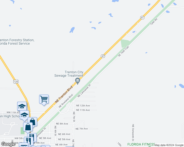 map of restaurants, bars, coffee shops, grocery stores, and more near 830 Northeast Trenton Boulevard in Trenton