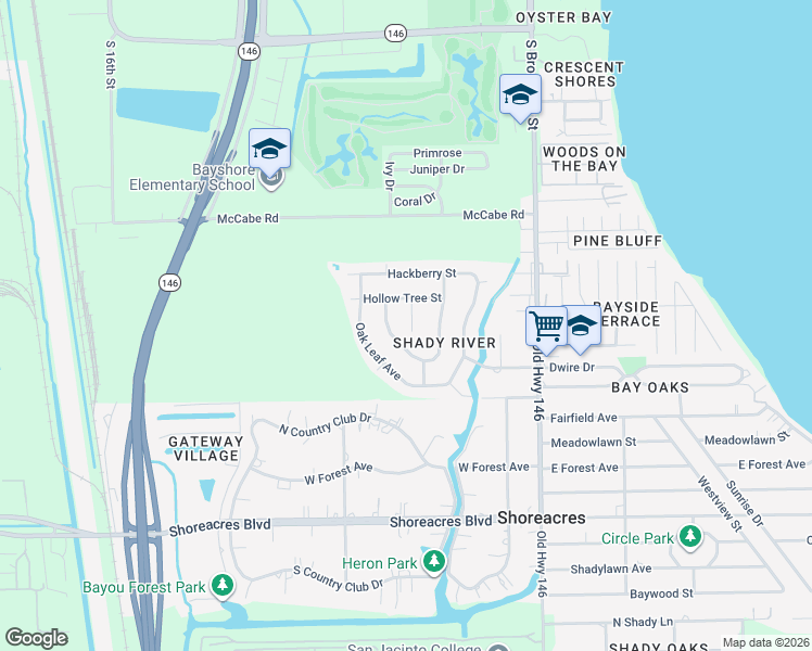 map of restaurants, bars, coffee shops, grocery stores, and more near 3114 Woodland Court in La Porte
