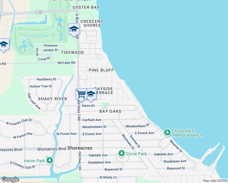 map of restaurants, bars, coffee shops, grocery stores, and more near 3115 Weatherford Street in La Porte
