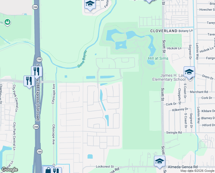 map of restaurants, bars, coffee shops, grocery stores, and more near 12632-12840 Furman Road in Houston