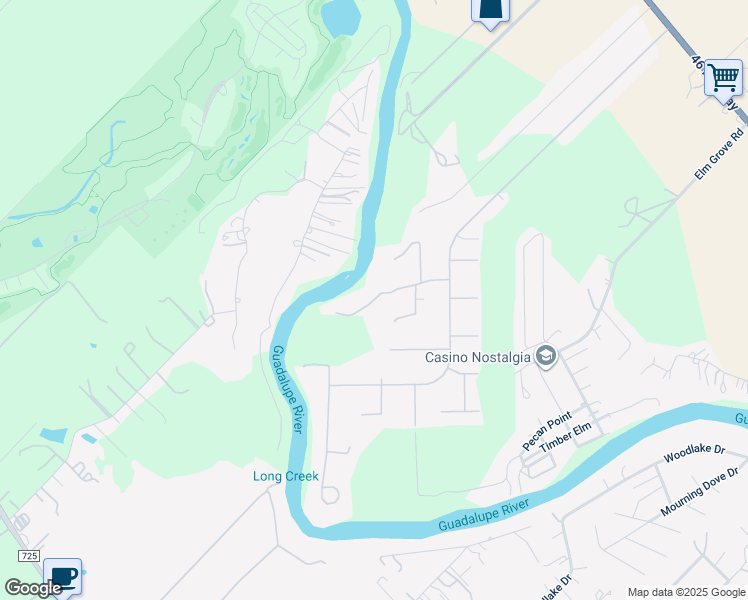 map of restaurants, bars, coffee shops, grocery stores, and more near 307 Las Hadas in Seguin