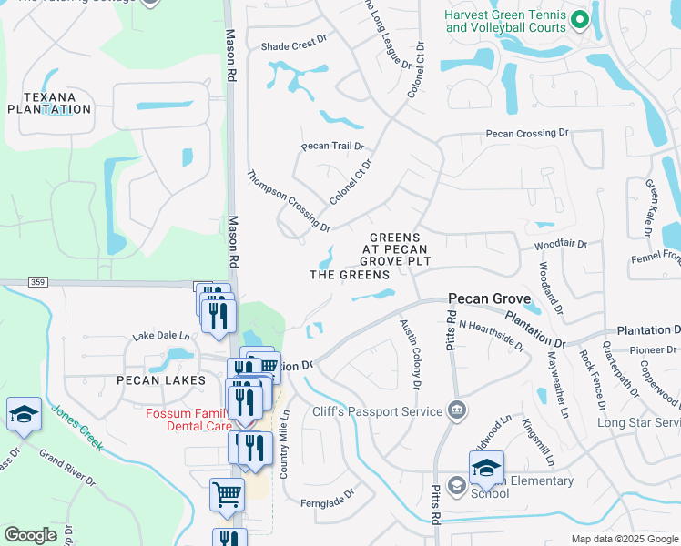 map of restaurants, bars, coffee shops, grocery stores, and more near 2203 Greens Court in Richmond