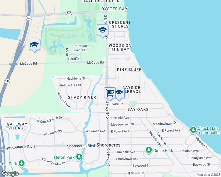 map of restaurants, bars, coffee shops, grocery stores, and more near 327 Falk Avenue in La Porte