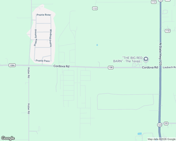 map of restaurants, bars, coffee shops, grocery stores, and more near 1026 County Road 108A in Seguin