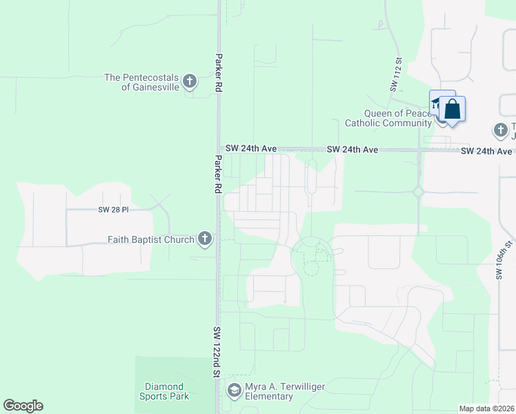 map of restaurants, bars, coffee shops, grocery stores, and more near 2688 120th Drive in Gainesville