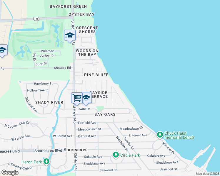 map of restaurants, bars, coffee shops, grocery stores, and more near 3026 Weatherford Street in La Porte