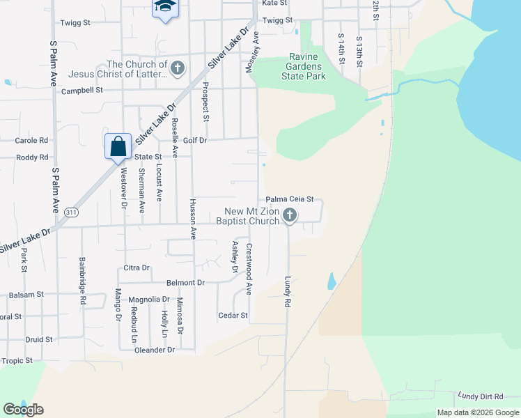 map of restaurants, bars, coffee shops, grocery stores, and more near 1907 Moseley Avenue in Palatka