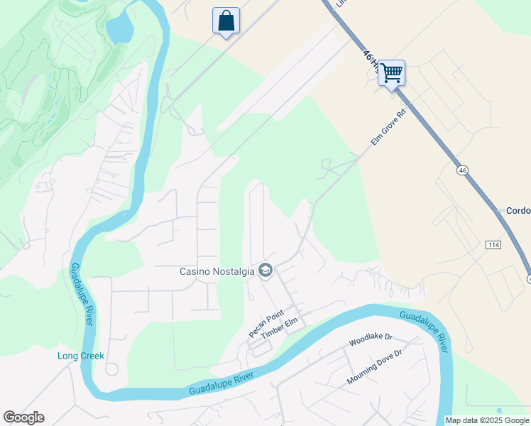 map of restaurants, bars, coffee shops, grocery stores, and more near 262 Windmill Hill in Seguin