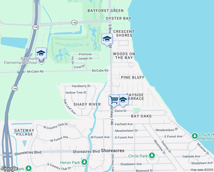 map of restaurants, bars, coffee shops, grocery stores, and more near 3030 Old Highway 146 in La Porte