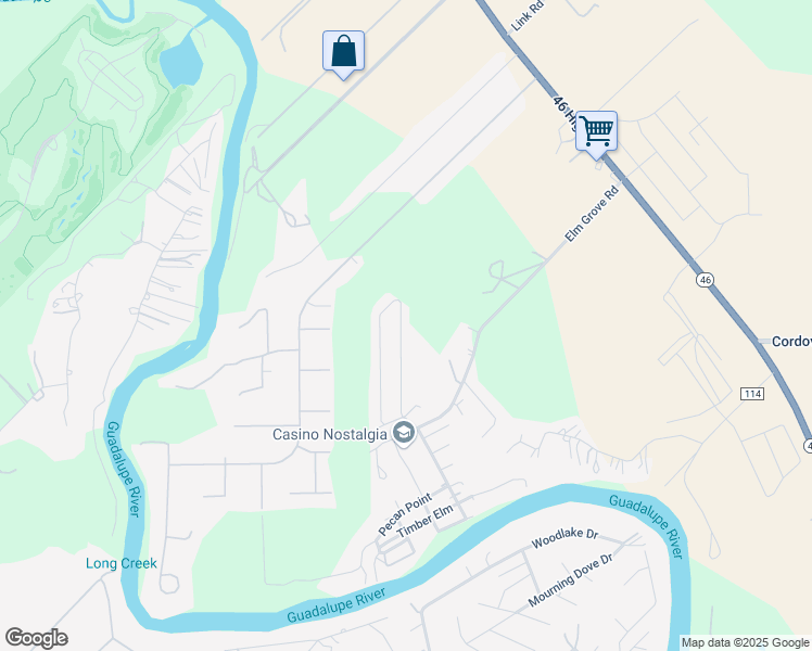 map of restaurants, bars, coffee shops, grocery stores, and more near 262 Windmill Hill in Seguin