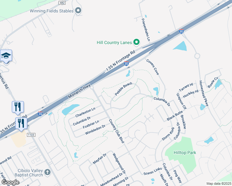map of restaurants, bars, coffee shops, grocery stores, and more near 5808 Black Diamond in Cibolo