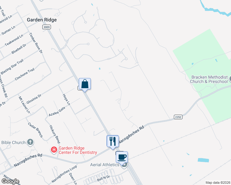 map of restaurants, bars, coffee shops, grocery stores, and more near 9938 Michelle Hill in Garden Ridge
