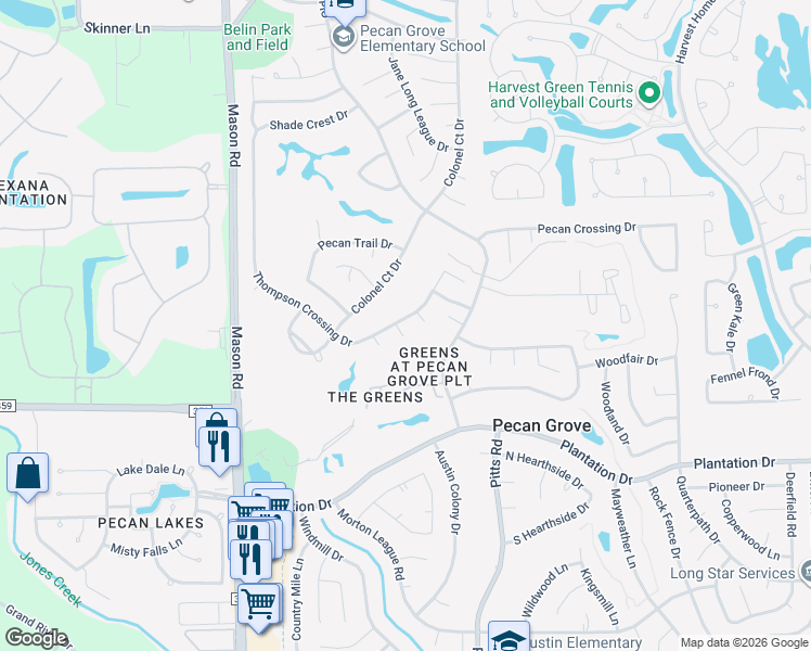 map of restaurants, bars, coffee shops, grocery stores, and more near 2311 Jonathans Landing in Richmond