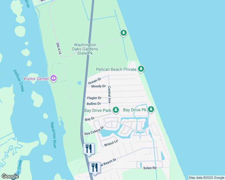 map of restaurants, bars, coffee shops, grocery stores, and more near 29 Atlantic Drive in Palm Coast