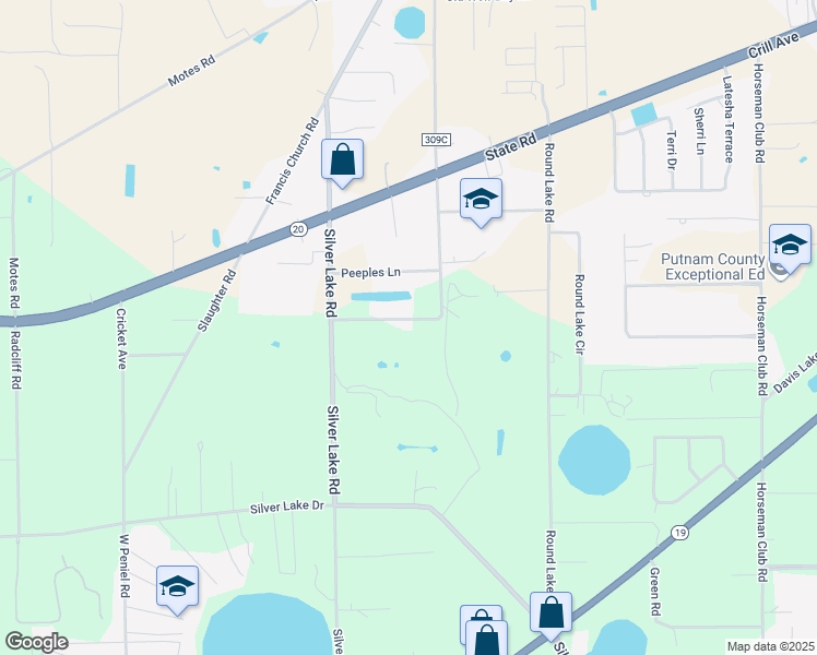 map of restaurants, bars, coffee shops, grocery stores, and more near 221 Kelly Smith School Road in Palatka