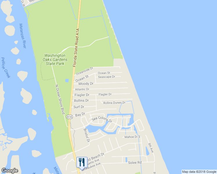 map of restaurants, bars, coffee shops, grocery stores, and more near 41 Atlantic Dr in Palm Coast