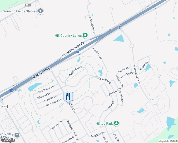 map of restaurants, bars, coffee shops, grocery stores, and more near 3807 Pebble Beach in Cibolo