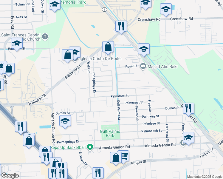 map of restaurants, bars, coffee shops, grocery stores, and more near 11931 Cedar Mesa Drive in Houston