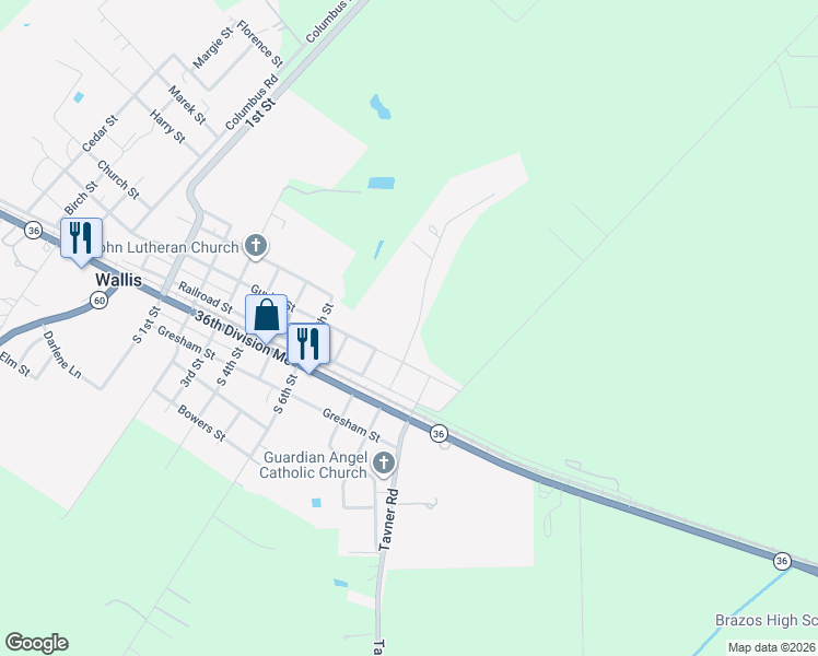 map of restaurants, bars, coffee shops, grocery stores, and more near 407 Lakeview Drive in Wallis