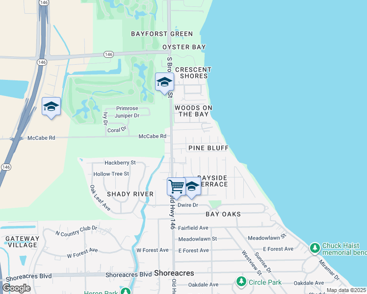 map of restaurants, bars, coffee shops, grocery stores, and more near 304 Pine Bluff Drive in La Porte