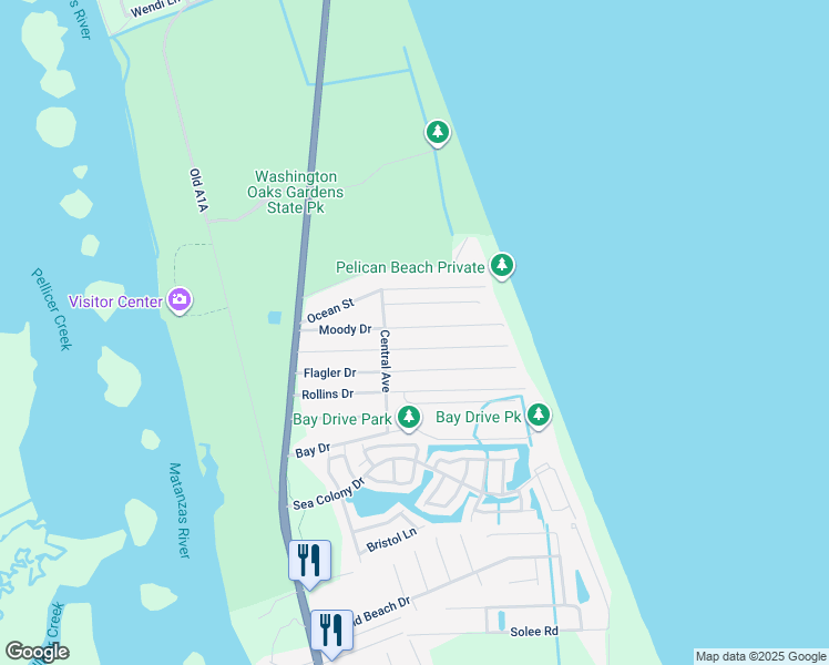 map of restaurants, bars, coffee shops, grocery stores, and more near 29 Atlantic Drive in Palm Coast