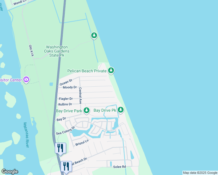 map of restaurants, bars, coffee shops, grocery stores, and more near 65 Atlantic Drive in Palm Coast