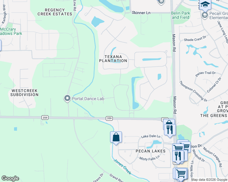 map of restaurants, bars, coffee shops, grocery stores, and more near 2507 Churchill's Ferry Crossing in Richmond